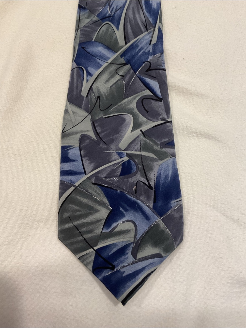 Stonehenge Men's Tie Blue & Gray Abstract Pattern Silk